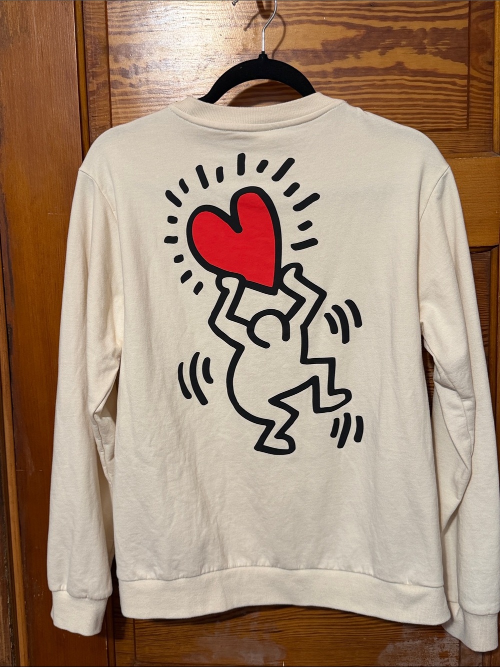 Keith Haring Sweatshirt Love Lightweight Soft Fleece Cream Color Size Large